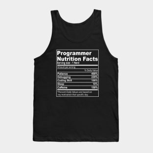 programmer Nutritional Values Funny Nutrition Facts Tank Top